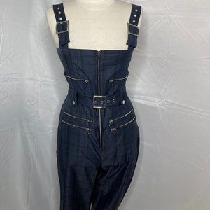 We Wore That - Intermix Moto Plaid Twill Jumpsuit